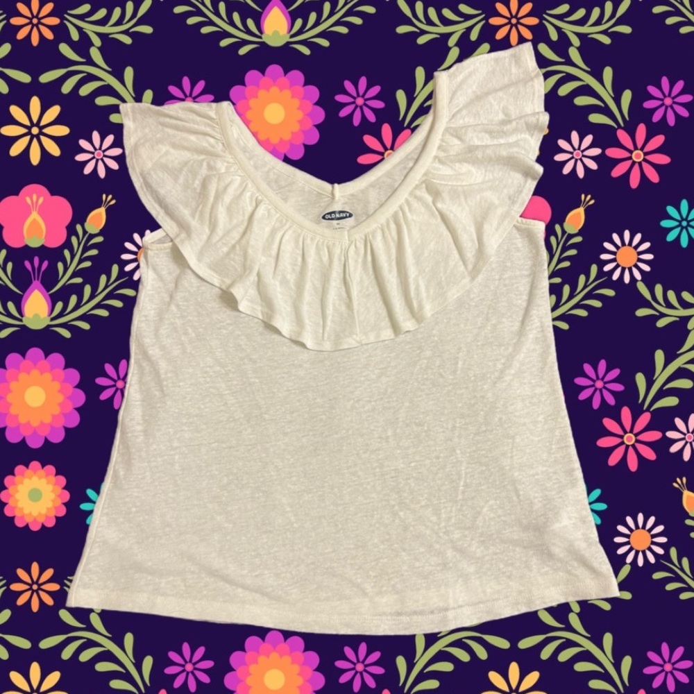 Old Navy Top XS Ruffled Collar - Picture 1 of 4
